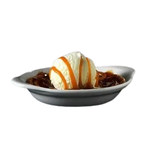 White chocolate and caramel cookie dough with vanilla ice cream and salted caramel sauce at Pizza Hut Buffet.