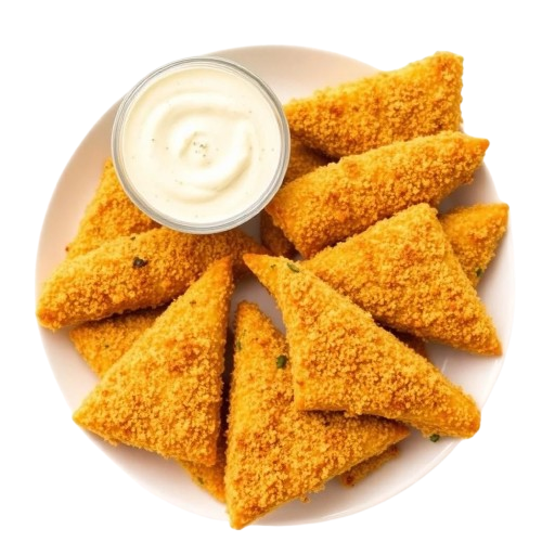 Cheesy triangles coated in breadcrumbs with a choice of dip at Pizza Hut Buffet.