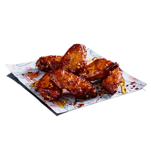 Hot Honey BBQ Chicken Wings with spicy honey glaze and chilli flakes at Pizza Hut Buffet