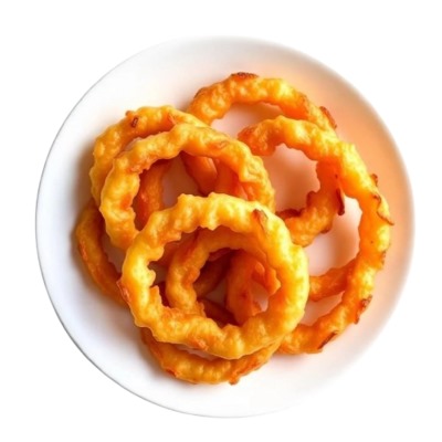 Crispy golden onion rings side at Pizza Hut Buffet.