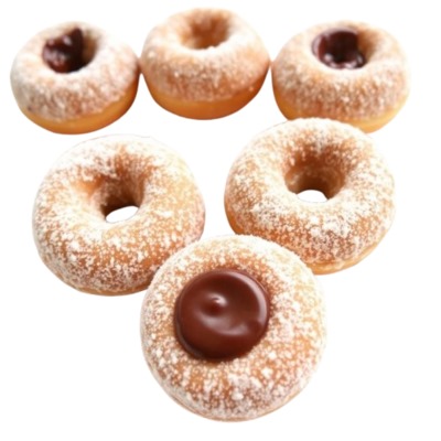 Mini sugar-coated donuts with chocolate dipping sauce at Pizza Hut Buffet.