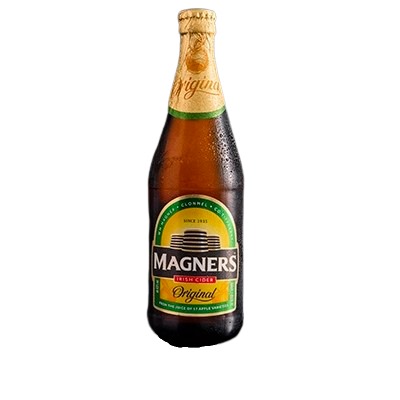 Magners cider, 568ml bottle, ABV 4.5%, served at Pizza Hut Buffet.