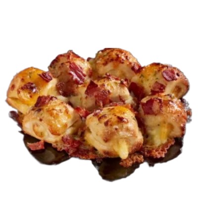 Loaded Cheesy Bite Bites with crispy bacon and triple cheese topping at Pizza Hut Buffet.