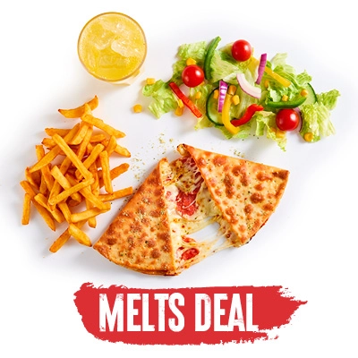 Melts Meal Deal with any melt, fries, unlimited salad, bottomless soft drink, and Ice Cream Factory at Pizza Hut Buffet.