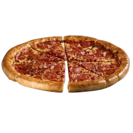 Classic Pepperoni Pizza topped with mozzarella and tomato sauce at Pizza Hut Buffet, 1600 kcal.