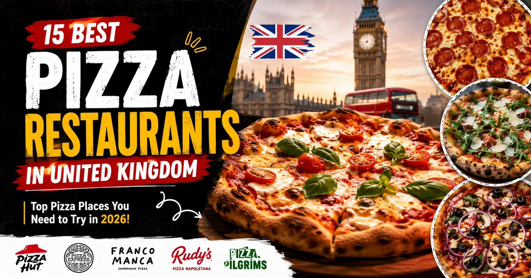 Delicious pizzas from popular Pizza Restaurants in United Kingdom chains.